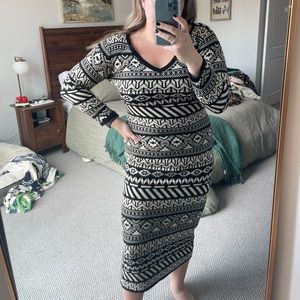 Flying Tomato Aztec Midi Sweater Dress